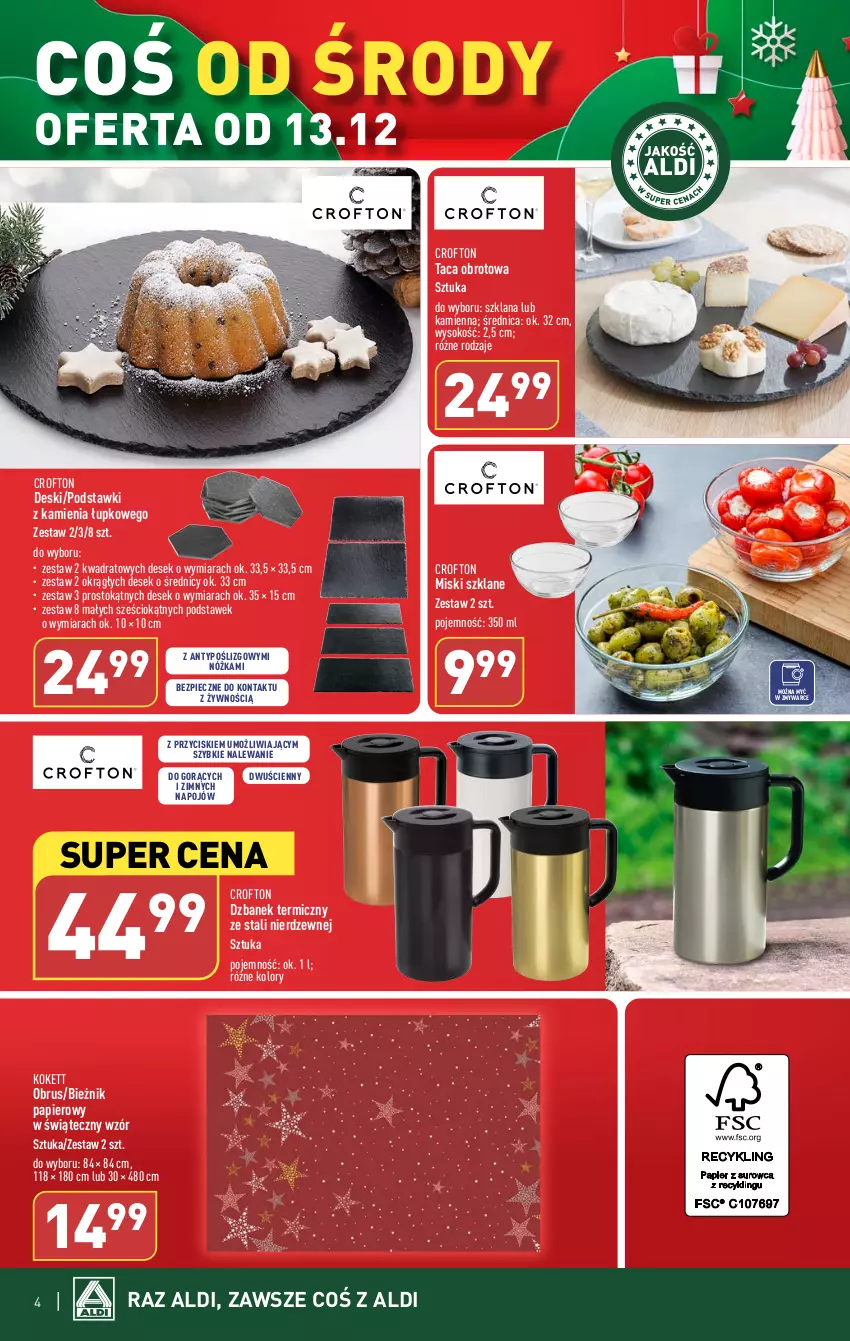 Gazetka promocyjna Aldi - Artykuły przemysłowe i tekstylia - ważna 13.12 do 16.12.2023 - strona 4 - produkty: Bieżnik, Dzbanek, LANA, Obrus, Papier, Piec, Sok, Taca