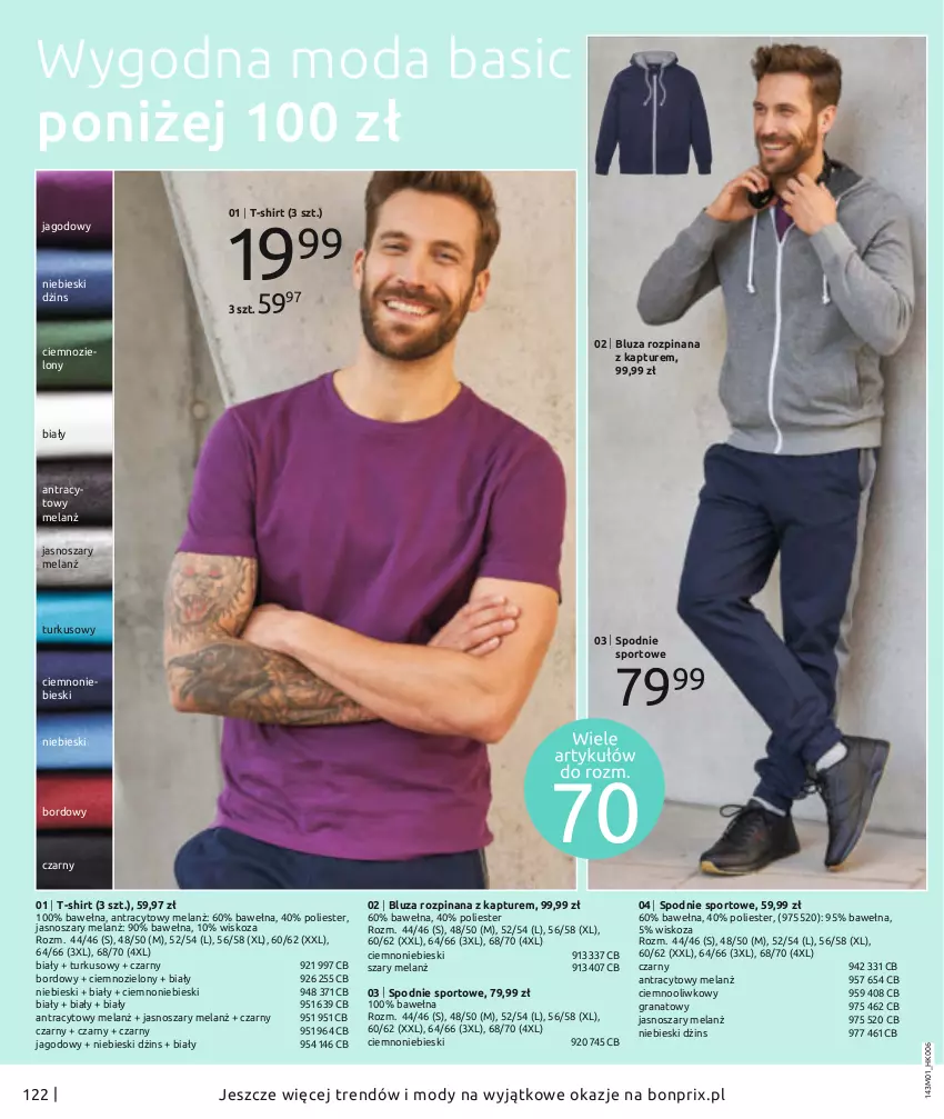 Gazetka promocyjna Bonprix - Nowy rok, nowy look! - ważna 01.01 do 04.07.2021 - strona 124 - produkty: Bluza, Gra, Granat, Moda, Por, Spodnie, Spodnie sportowe, Sport, T-shirt, Wełna