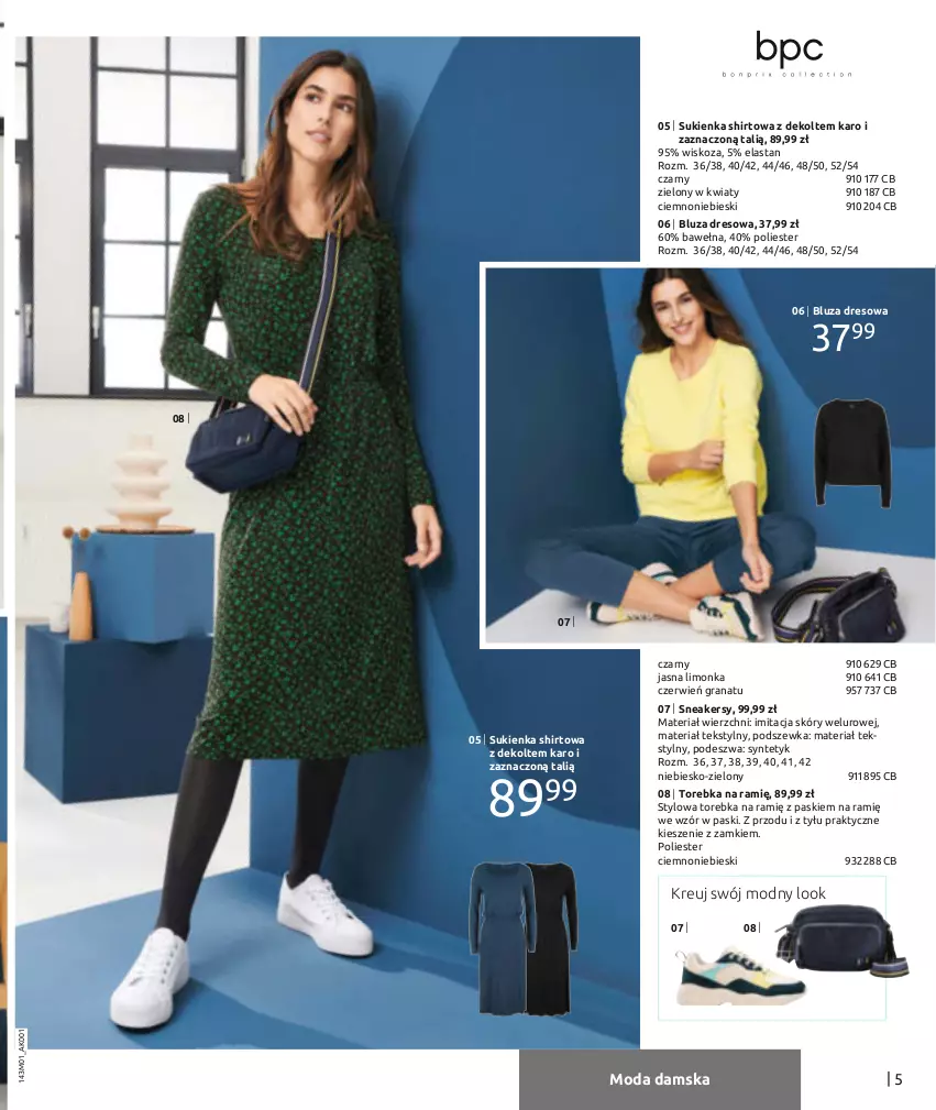 Gazetka promocyjna Bonprix - Nowy rok, nowy look! - ważna 01.01 do 04.07.2021 - strona 7 - produkty: Gra, Granat, Limonka, Moda, Sneakersy, Sukienka, Torebka