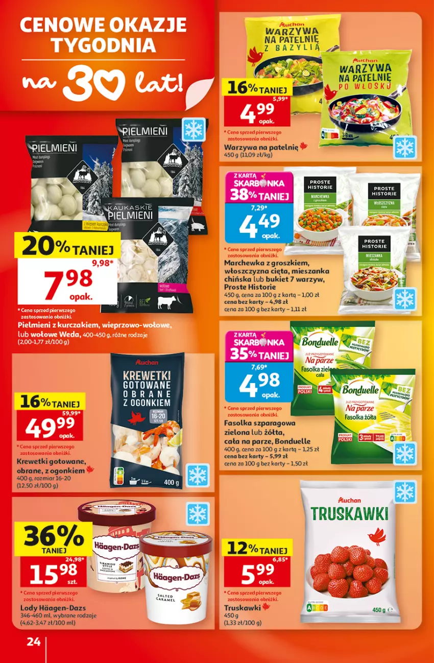 Gazetka promocyjna Auchan - 30 Lat Hipermarket - ważna 10.09 do 16.09.2026 - strona 24 - produkty: Bazyl, Bonduelle, Bukiet, Fa, Krewetki, Kurczak, LG, Lody, Marchewka, Warzywa