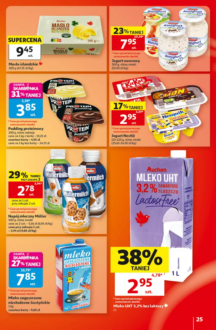 Gazetka promocyjna Auchan - 30 Lat Hipermarket - ważna 10.09 do 16.09.2026 - strona 25 - produkty: Jogurt, Jogurt owocowy, Masło, Mleko, Mleko zagęszczone, Napój, Napój mleczny, Pudding