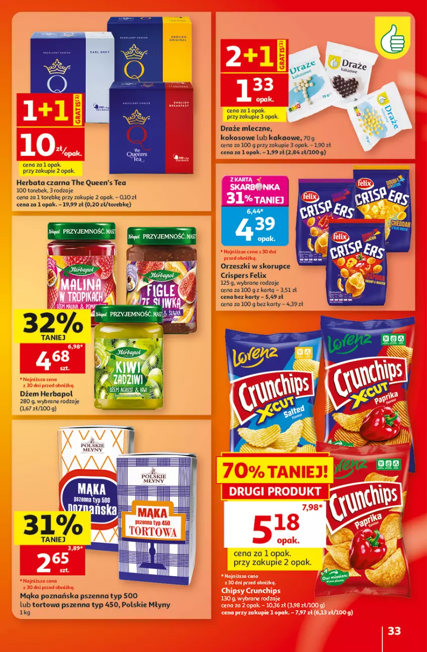 Gazetka promocyjna Auchan - 30 Lat Hipermarket - ważna 10.09 do 16.09.2026 - strona 33 - produkty: Dżem, Felix, Herbapol, Herbata, Herbata czarna, Kakao, Kokos, Mąka, Orzeszki, Orzeszki w skorupce, Polskie Młyny