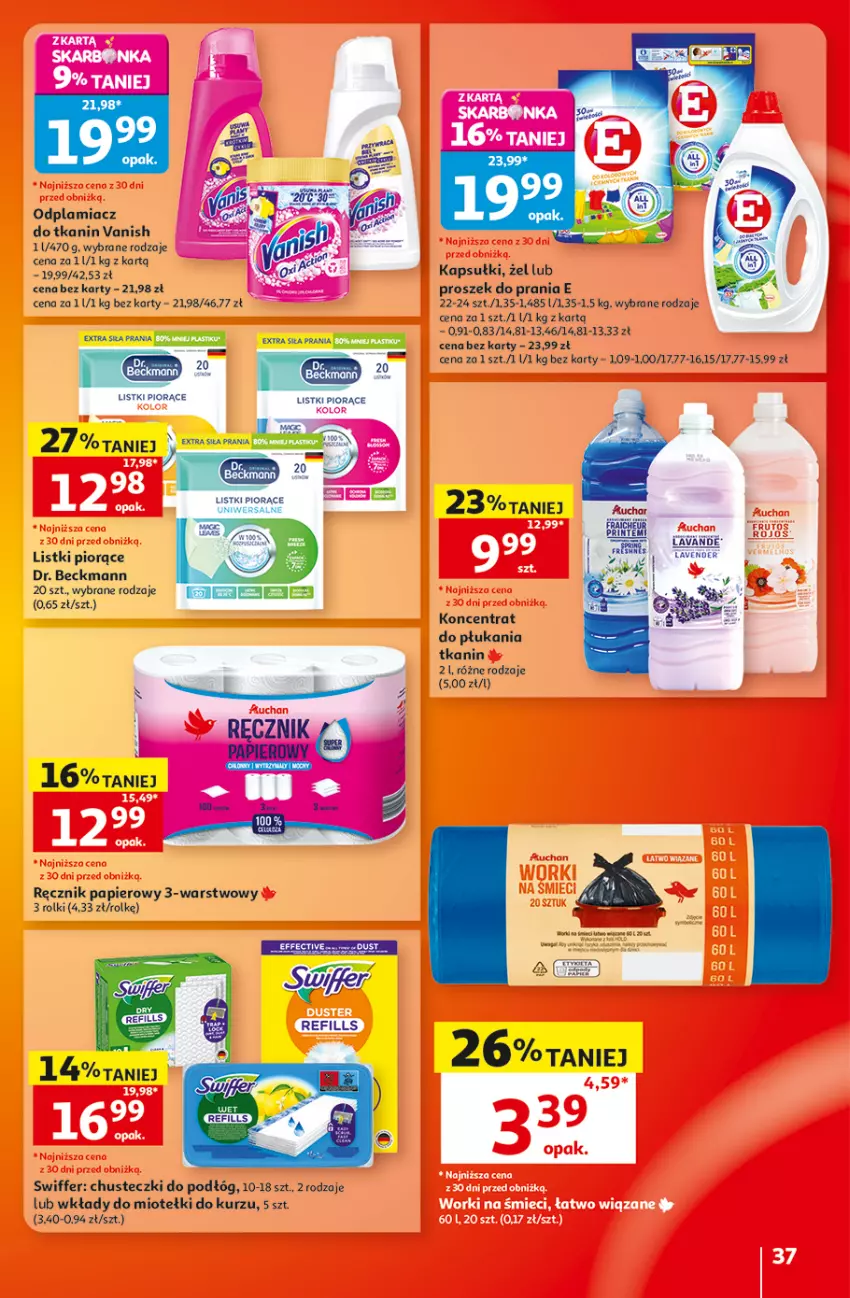 Gazetka promocyjna Auchan - 30 Lat Hipermarket - ważna 10.09 do 16.09.2026 - strona 37 - produkty: Chusteczki, Odplamiacz, Papier, Proszek do prania, Ręcznik, Rolki, Vanish