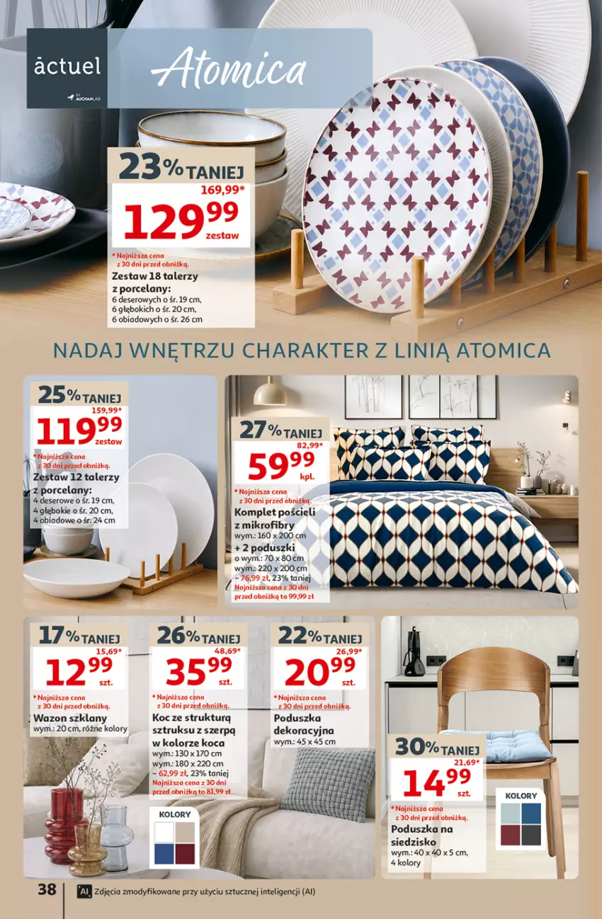 Gazetka promocyjna Auchan - 30 Lat Hipermarket - ważna 10.09 do 16.09.2026 - strona 38 - produkty: Atomic, Deser, Intel, Koc, Komplet pościeli, Poduszka, Por, Pościel, Ser, Siedzisko, Talerz, Wazon