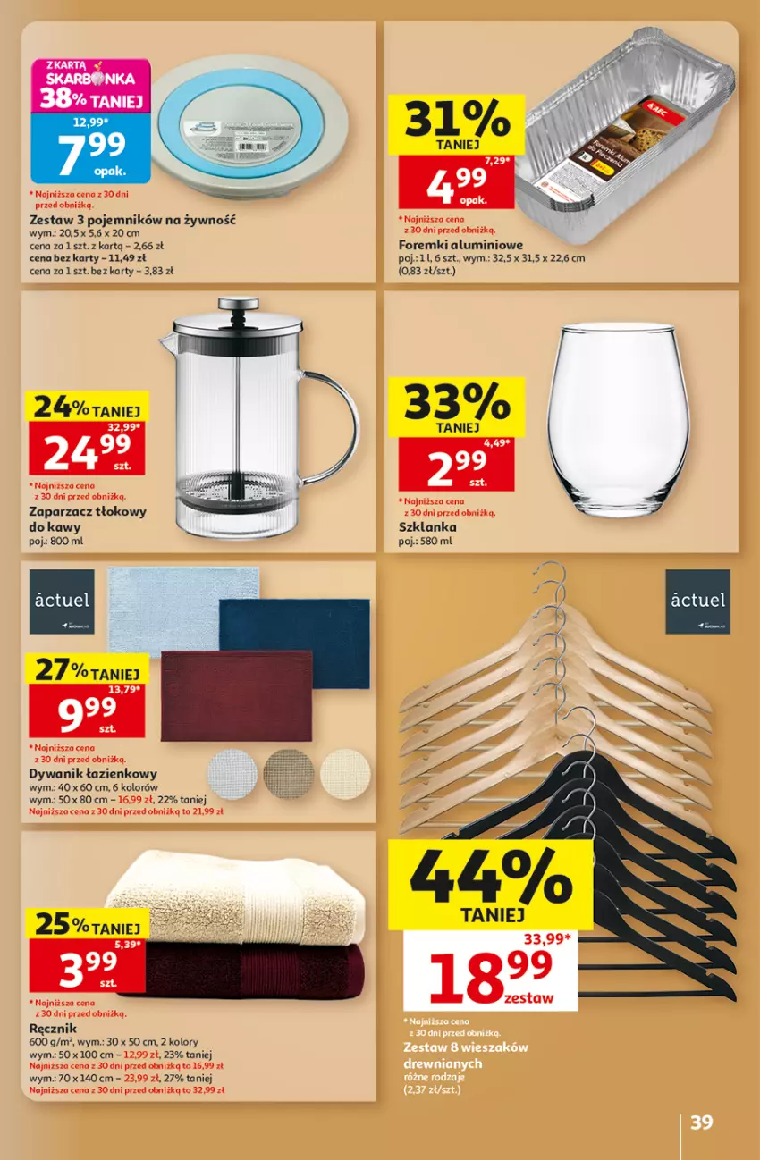 Gazetka promocyjna Auchan - 30 Lat Hipermarket - ważna 10.09 do 16.09.2026 - strona 39 - produkty: Dywan, Dywanik, Dywanik łazienkowy, Fa, Foremki, HP, Mus, Pojemnik, Ręcznik, Szklanka, Zaparzacz