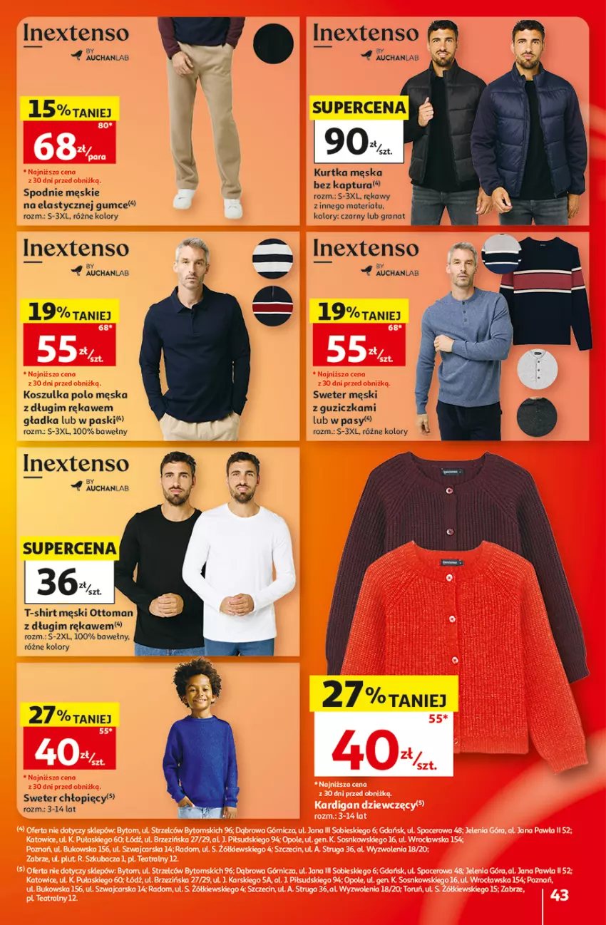Gazetka promocyjna Auchan - 30 Lat Hipermarket - ważna 10.09 do 16.09.2026 - strona 43 - produkty: Gra, Granat, Kosz, Koszulka, Kurtka, Spodnie, Sweter, T-shirt