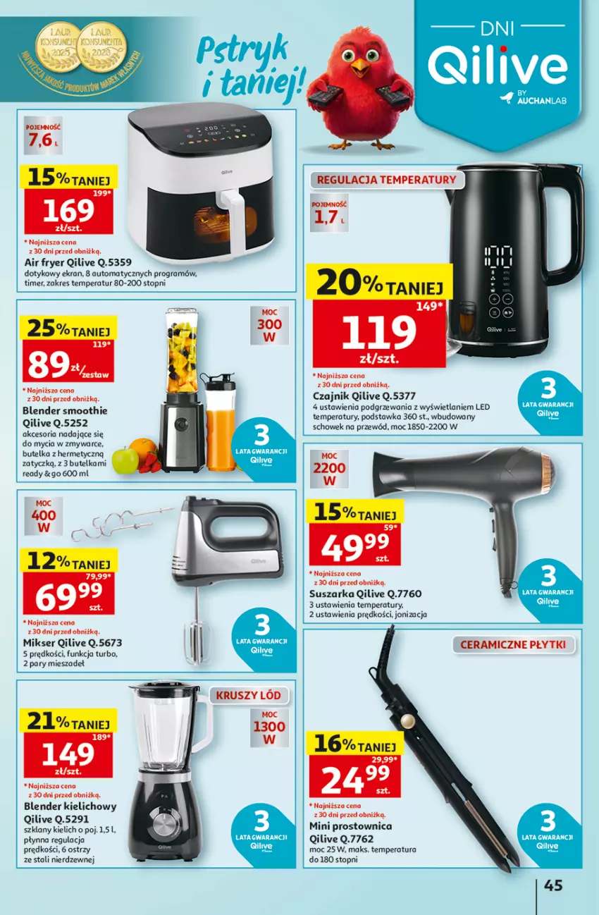 Gazetka promocyjna Auchan - 30 Lat Hipermarket - ważna 10.09 do 16.09.2026 - strona 45 - produkty: Blender, Czajnik, Gra, Mikser, Przewód, Ser, Smoothie, Suszarka, Top