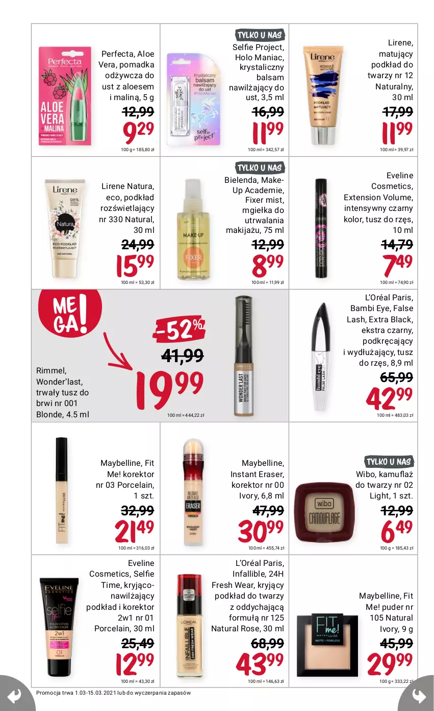 Gazetka promocyjna Rossmann - Marzec I - ważna 01.03 do 15.03.2021 - strona 12 - produkty: Bielenda, Eveline, Fa, L’Oréal, Lirene, Puder, Ser