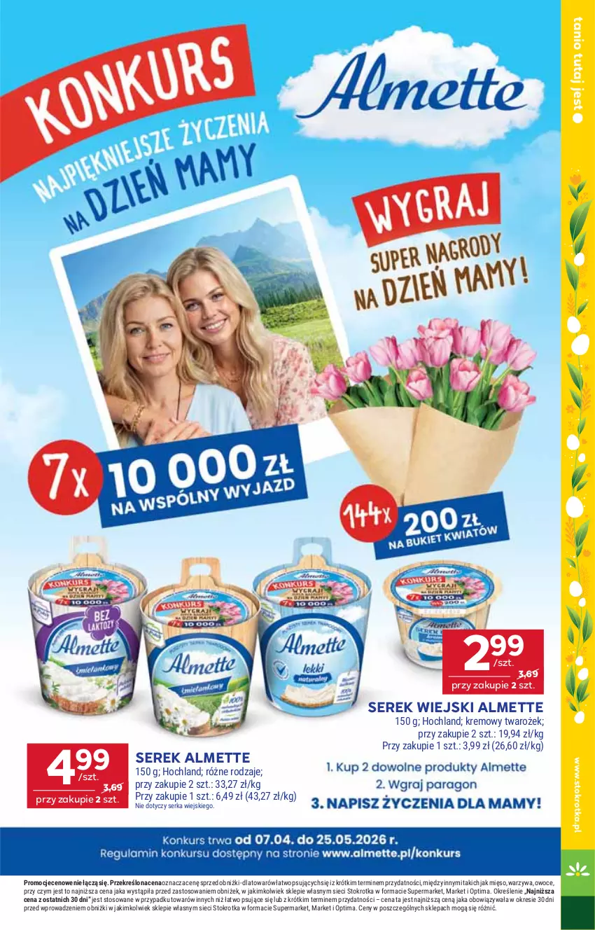 Gazetka promocyjna Stokrotka - Market - ważna 02.04 do 08.04.2026 - strona 16 - produkty: Almette, Hochland, Mięso, Optima, Owoce, Ser, Serek, Serek wiejski, Warzywa