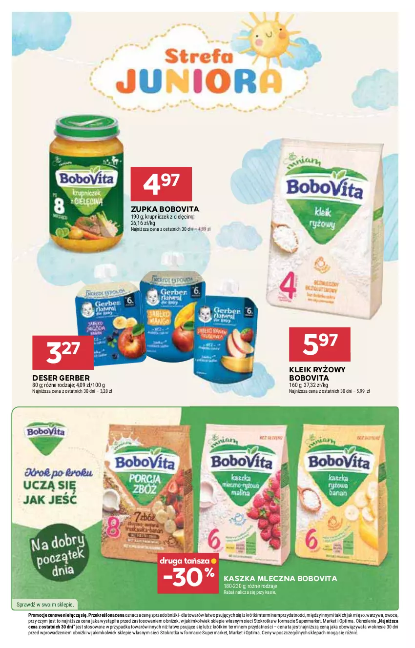 Gazetka promocyjna Stokrotka - Market - ważna 02.04 do 08.04.2026 - strona 32 - produkty: BoboVita, Deser, Gerber, Mięso, Optima, Owoce, Ryż, Ser, Warzywa