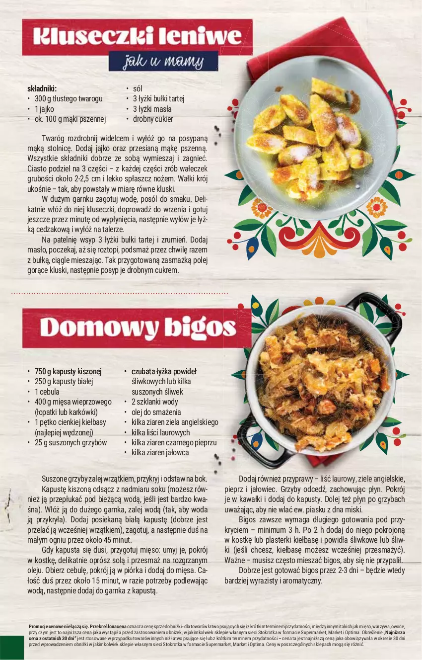 Gazetka promocyjna Stokrotka - Market - ważna 02.04 do 08.04.2026 - strona 38 - produkty: Bigos, Cebula, Cedzak, Cukier, Grzyby, Kapustą, Kawa, Lanki, Laur, Masło, Mięso, Mus, Noż, Olej, Optima, Owoce, Pieprz, Plasterki, Płaszcz, Przyprawy, Rum, Sok, Sól, Talerz, Top, Twaróg, Warzywa, Woda
