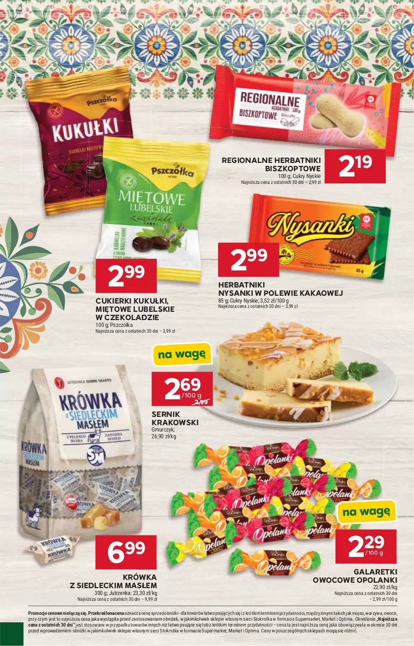 Gazetka promocyjna Stokrotka - Market - ważna 02.04 do 08.04.2026 - strona 40 - produkty: Cukier, Cukierki, Gala, Galaretki, Herbatniki, Jutrzenka, Kakao, Lanki, Mięso, Optima, Owoce, Sanki, Ser, Warzywa
