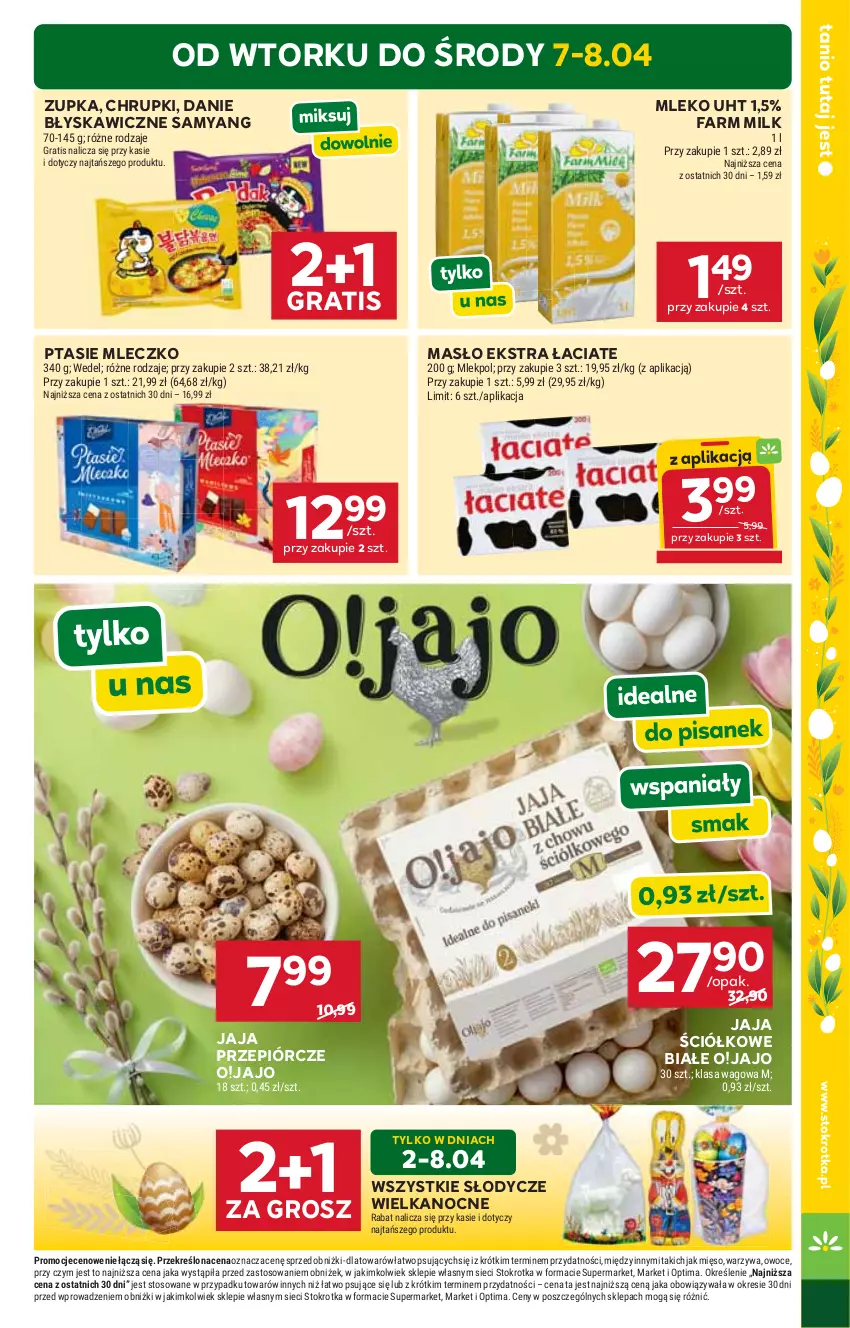 Gazetka promocyjna Stokrotka - Market - ważna 02.04 do 08.04.2026 - strona 5 - produkty: Chrupki, Fa, Farm Milk, Gra, Jaja, Masło, Mięso, Mleczko, Mleko, Optima, Owoce, Ptasie mleczko, Warzywa