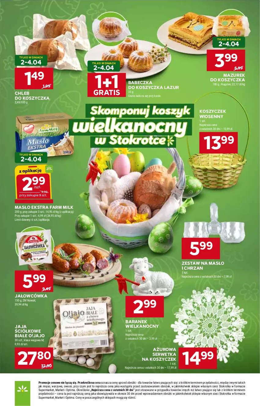 Gazetka promocyjna Stokrotka - Market - ważna 02.04 do 08.04.2026 - strona 8 - produkty: Chleb, Chrzan, Fa, Farm Milk, Gra, HP, Jaja, Kosz, Lazur, Masło, Ser