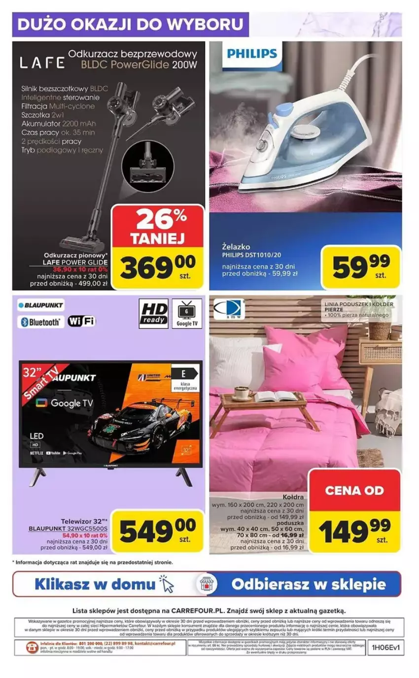 Gazetka promocyjna Carrefour - ważna 03.02 do 15.02.2025 - strona 9 - produkty: BIC, Fa, Gin, Kołdra, LG, Loyd, Mule, Odkurzacz, Odkurzacz bezprzewodowy, Philips, Poduszka, Por, Taca, Telewizor