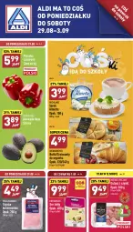 Gazetka promocyjna Aldi - Katalog spożywczy - Gazetka - ważna od 03.09 do 03.09.2022 - strona 1 - produkty: Ser, Hofburger, Papryka czerwona, Papryka, Mięsne specjały, Croissant, Szynka konserwowa, Szynka, Serek, Burger, Hochland, Almette
