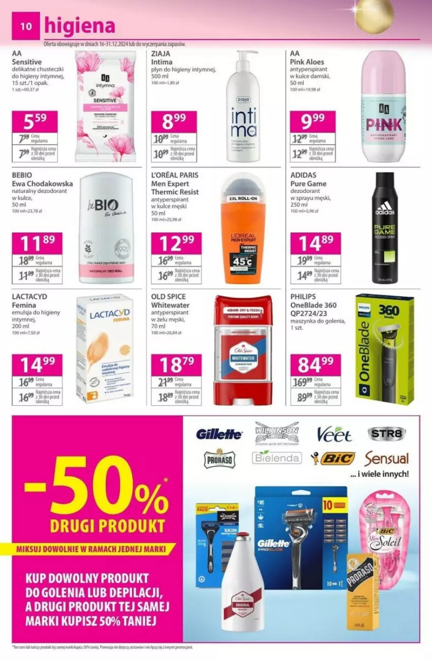 Gazetka promocyjna Hebe - ważna 16.12 do 31.12.2024 - strona 2 - produkty: Adidas, Antyperspirant, Chusteczki, Dezodorant, Emulsja, Fa, Maszynka, Maszynka do golenia, Okap, Philips, Pur, Rama, Sensual, Szynka, Ziaja