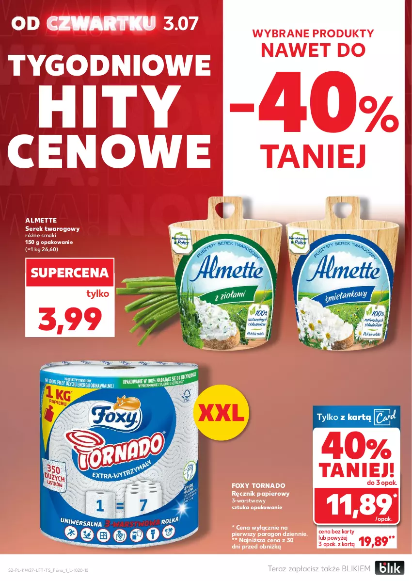 Gazetka promocyjna Kaufland - Gazetka tygodnia - ważna 03.07 do 09.07.2025 - strona 2 - produkty: Almette, Foxy, Papier, Ręcznik, Ser, Serek, Serek twarogowy, Tera