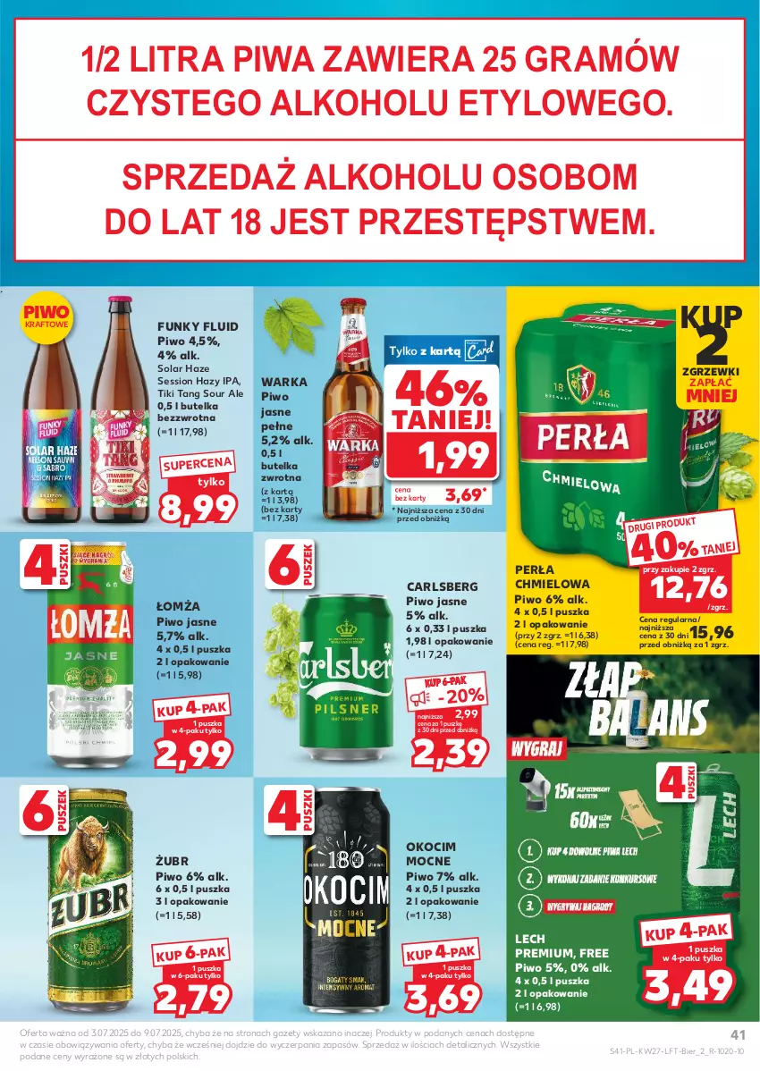 Gazetka promocyjna Kaufland - Gazetka tygodnia - ważna 03.07 do 09.07.2025 - strona 41 - produkty: Carlsberg, Gra, Koc, Lech Premium, Okocim, Perła, Piwa, Piwo, Piwo jasne, SESSIO, Warka