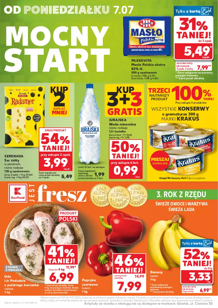 Gazetka promocyjna Kaufland - Gazetka tygodnia - ważna 03.07 do 09.07.2025 - strona 48 - produkty: Banany, Gra, Krakus, Kurczak, Masło, Mleko, Mlekovita, Olej, Owoce, Papryka, Papryka czerwona, Rama, Ser, Waga, Warzywa, Woda, Woda mineralna