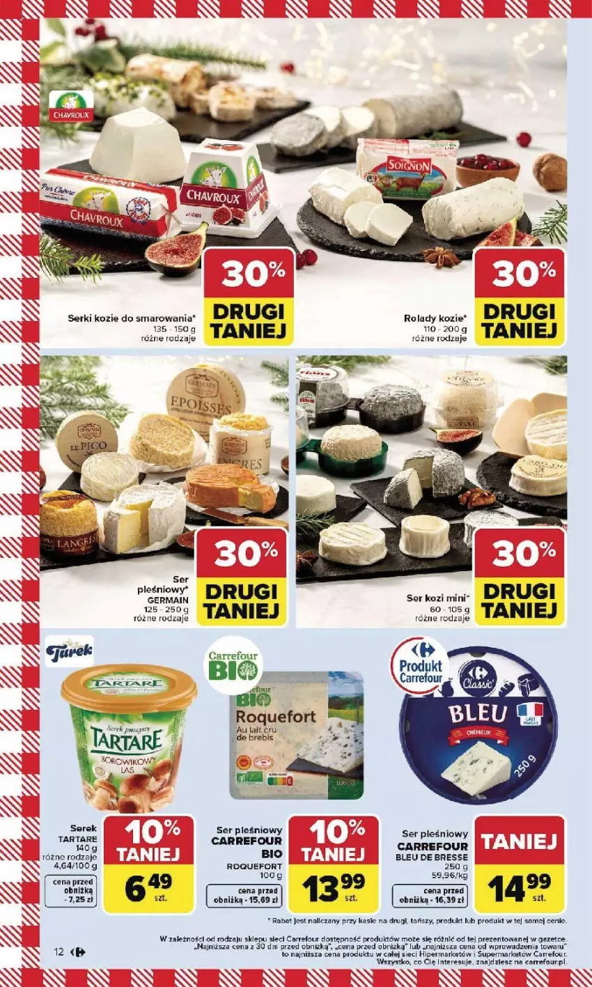 Gazetka promocyjna Carrefour - Gazetka Carrefour, Market od poniedziałku! - ważna 26.01 do 31.01.2026 - strona 14 - produkty: Roquefort, Ser, Ser kozi, Ser pleśniowy, Serek, Tarta, Tartare