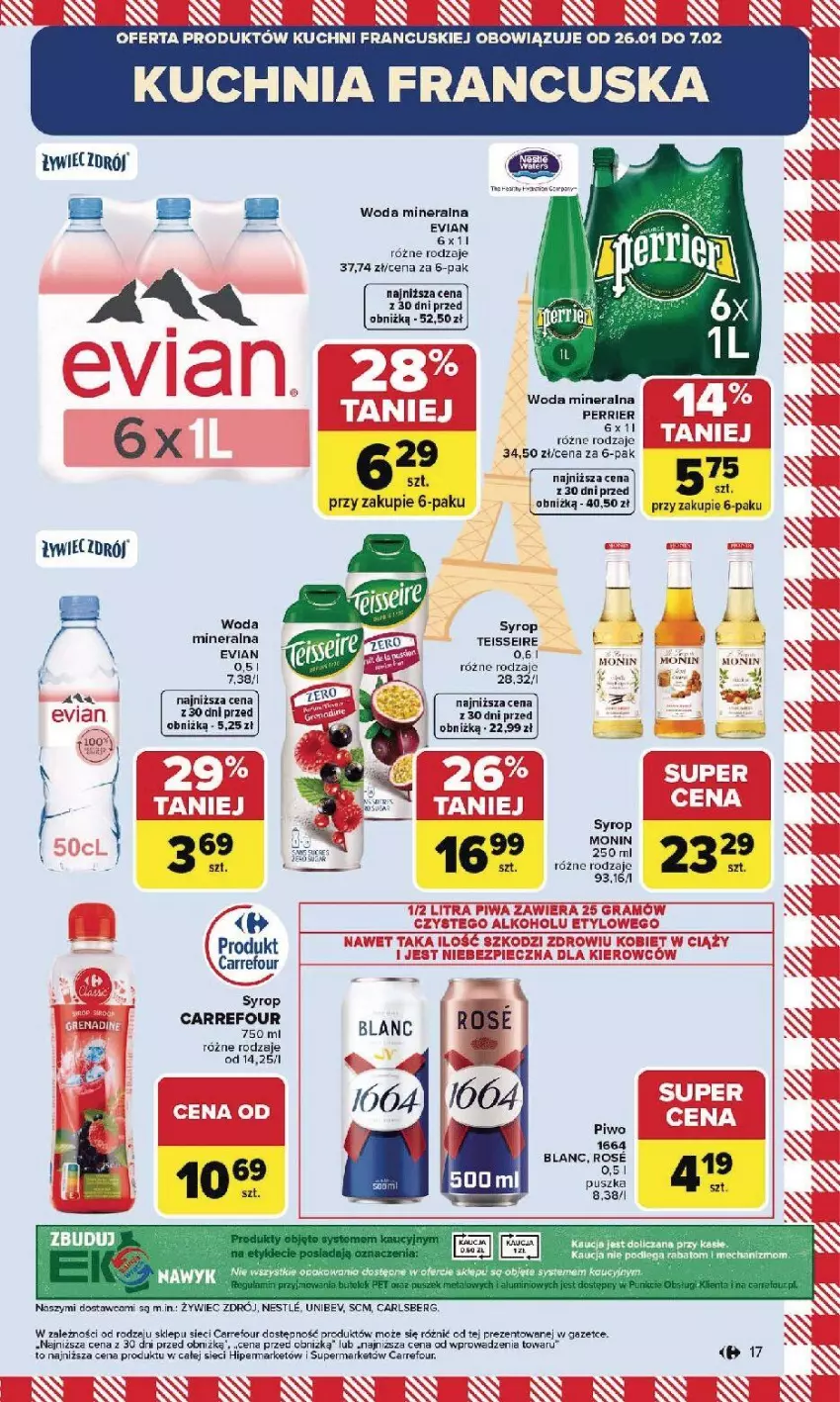 Gazetka promocyjna Carrefour - Gazetka Carrefour, Market od poniedziałku! - ważna 26.01 do 31.01.2026 - strona 19 - produkty: Carlsberg, Fa, Kuchnia, Piwo, Syrop, Woda, Woda mineralna