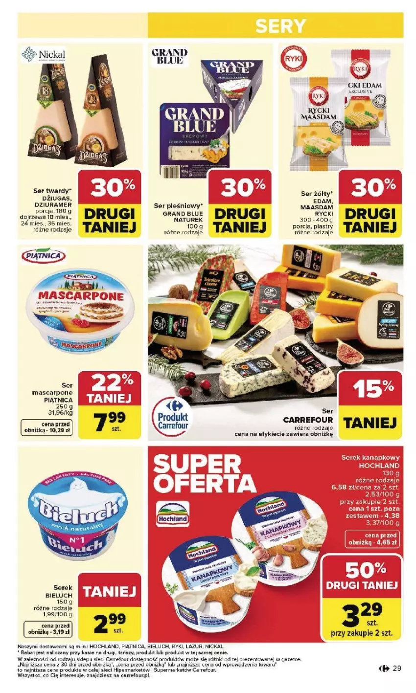 Gazetka promocyjna Carrefour - Gazetka Carrefour, Market od poniedziałku! - ważna 26.01 do 31.01.2026 - strona 31 - produkty: Bieluch, Edam, Fa, Gra, Hochland, Lazur, Mascarpone, Mus, Piątnica, Ser, Ser pleśniowy, Serek