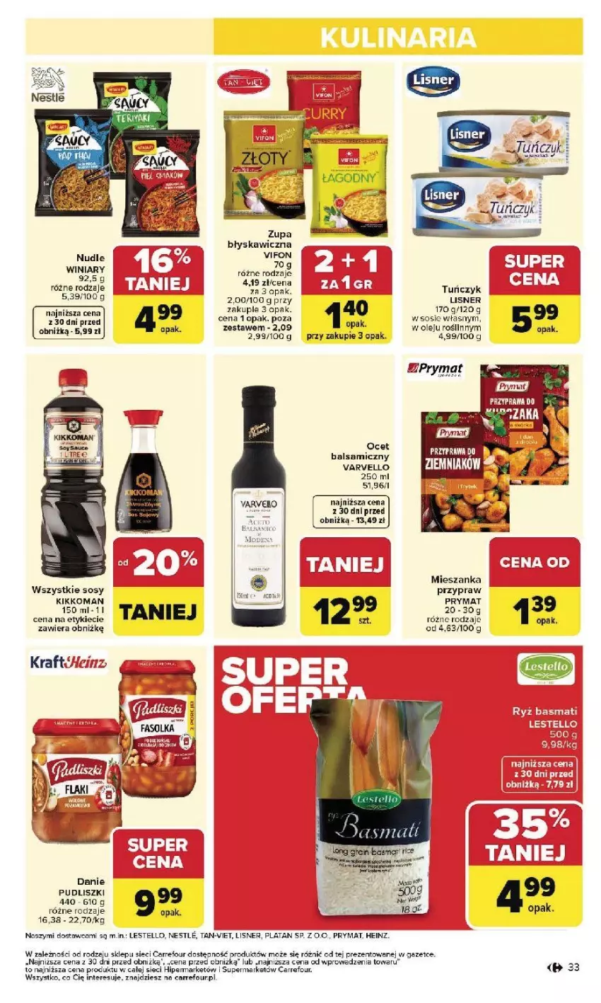 Gazetka promocyjna Carrefour - Gazetka Carrefour, Market od poniedziałku! - ważna 26.01 do 31.01.2026 - strona 35 - produkty: Gra, Heinz, Lisner, Ocet, Ocet balsamiczny, Olej, Prymat, Sos, Tuńczyk, Zupa