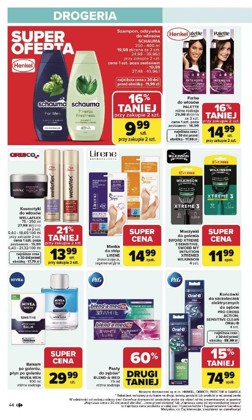 Gazetka promocyjna Carrefour - Gazetka Carrefour, Market od poniedziałku! - ważna 26.01 do 31.01.2026 - strona 46 - produkty: Blend-a-Med, Dell, Fa, Lirene, Mop, Nivea, Nivea Men, Schauma, Ser, Wella, Wellaflex