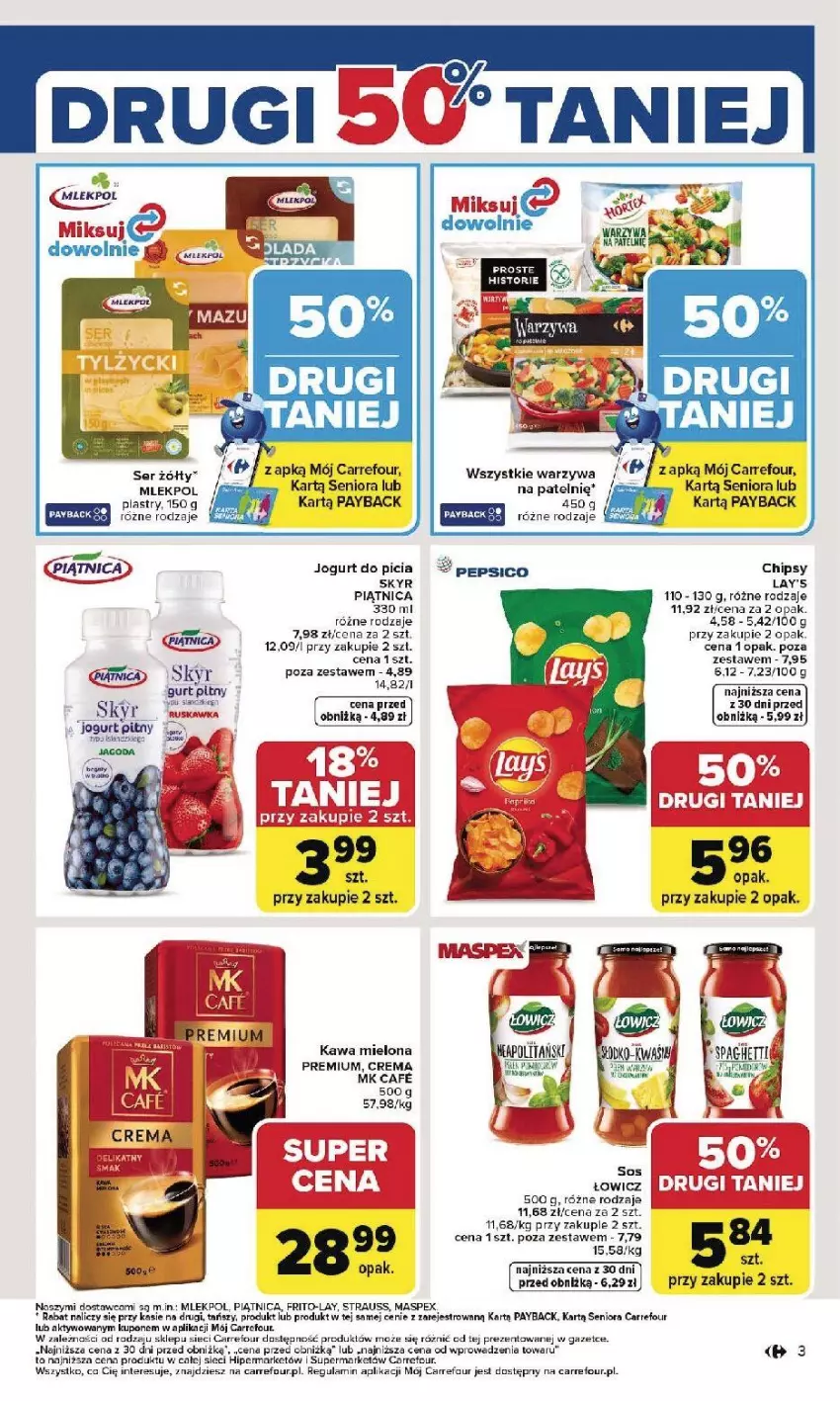 Gazetka promocyjna Carrefour - Gazetka Carrefour, Market od poniedziałku! - ważna 26.01 do 31.01.2026 - strona 5 - produkty: Chipsy, Fa, Jogurt, Jogurt pitny, Kawa, Kawa mielona, Piątnica, Warzywa