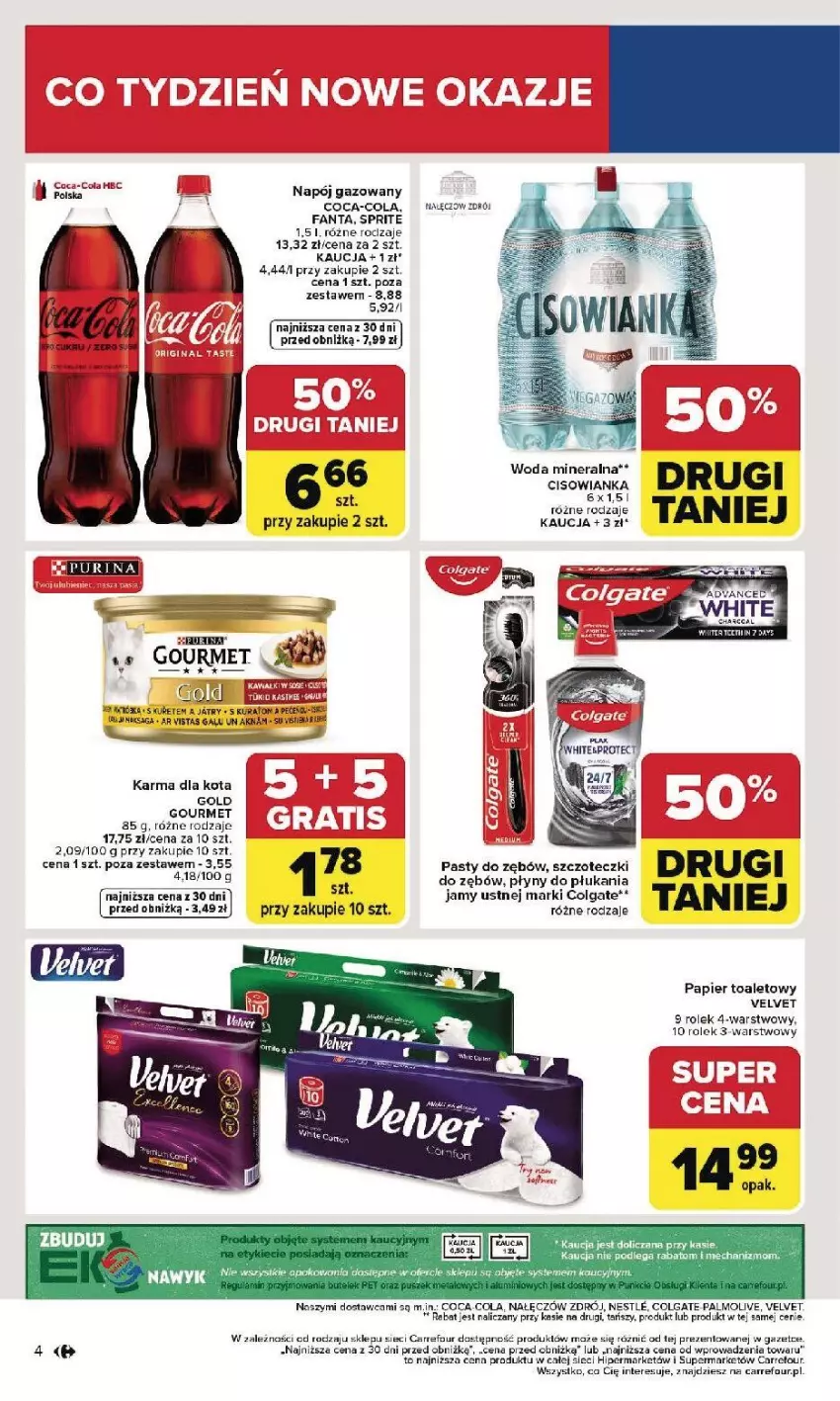 Gazetka promocyjna Carrefour - Gazetka Carrefour, Market od poniedziałku! - ważna 26.01 do 31.01.2026 - strona 6 - produkty: Cisowianka, Coca-Cola, Colgate, Fa, Fanta, LG, Papier, Papier toaletowy, Sprite, Velvet, Woda, Woda mineralna