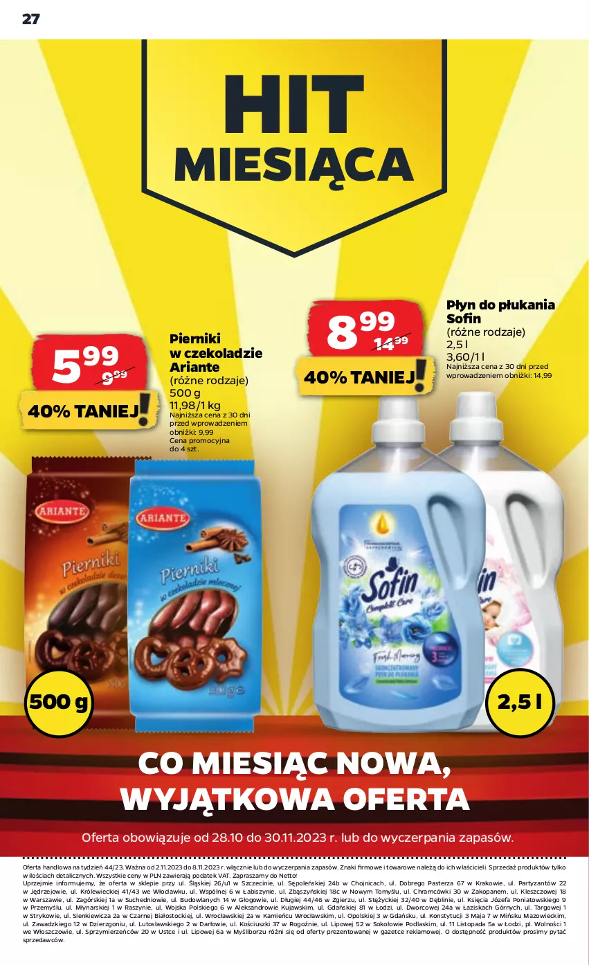 Gazetka promocyjna Netto - Akcesoria i dodatki - ważna 02.11 do 08.11.2023 - strona 10 - produkty: Fa, Kujawski, Piernik, Pierniki w czekoladzie, Płyn do płukania, Podlaski, Sok, Stock, Top