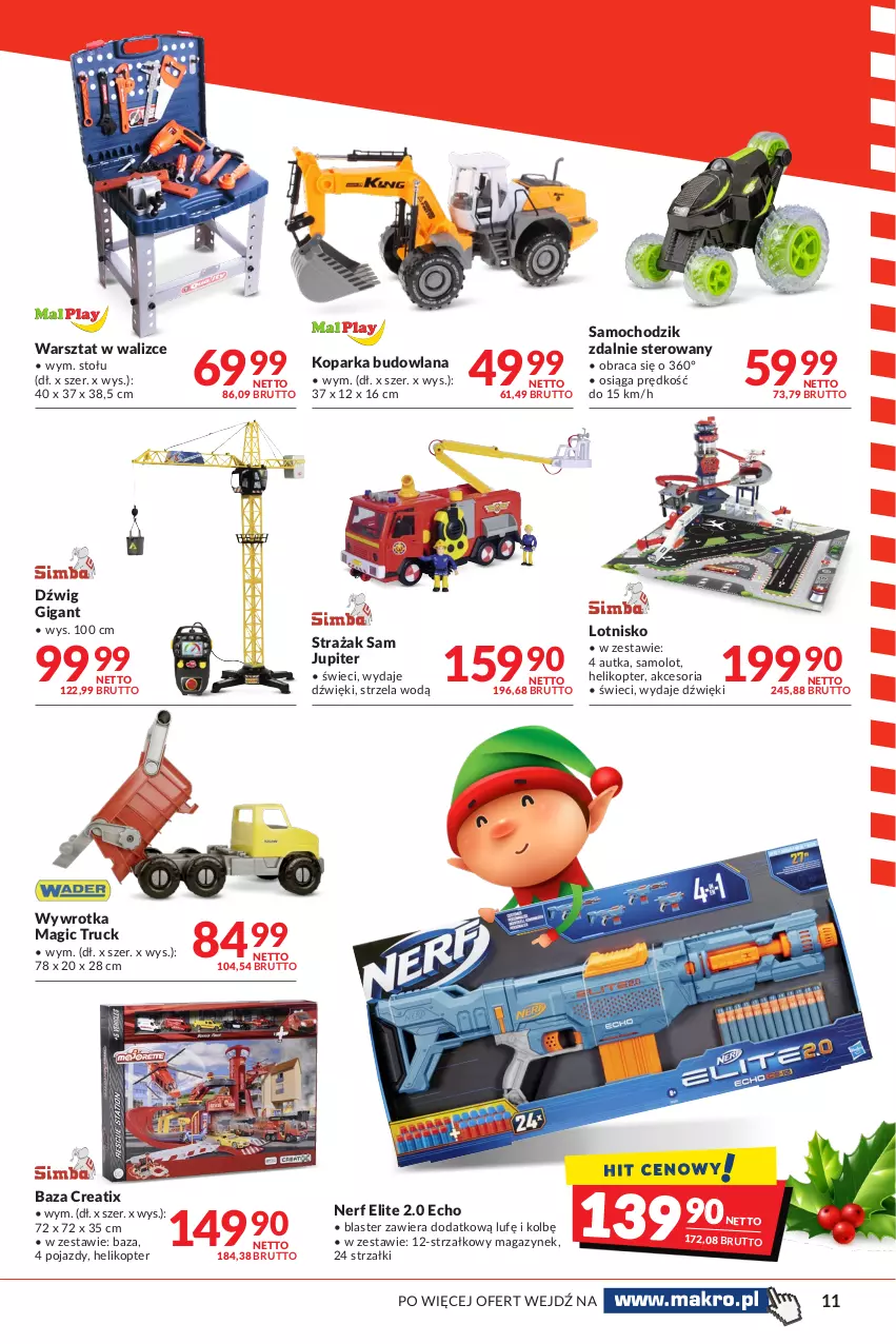 Gazetka promocyjna Makro - [Oferta specjalna] Kraina zabawy - ważna 16.11 do 24.12.2021 - strona 11 - produkty: Amol, Chodzik, Dźwig, Helikopter, LANA, Nerf, Parka, Pojazd, Samolot, Wywrotka