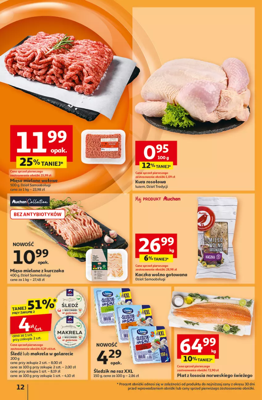 Gazetka promocyjna Auchan - Pewność Niskich Cen Hipermarket - ważna 03.10 do 09.10.2024 - strona 14 - produkty: Gala, Kaczka, Kurczak, Makrela w galarecie, Mięso, Mięso mielone, Sos