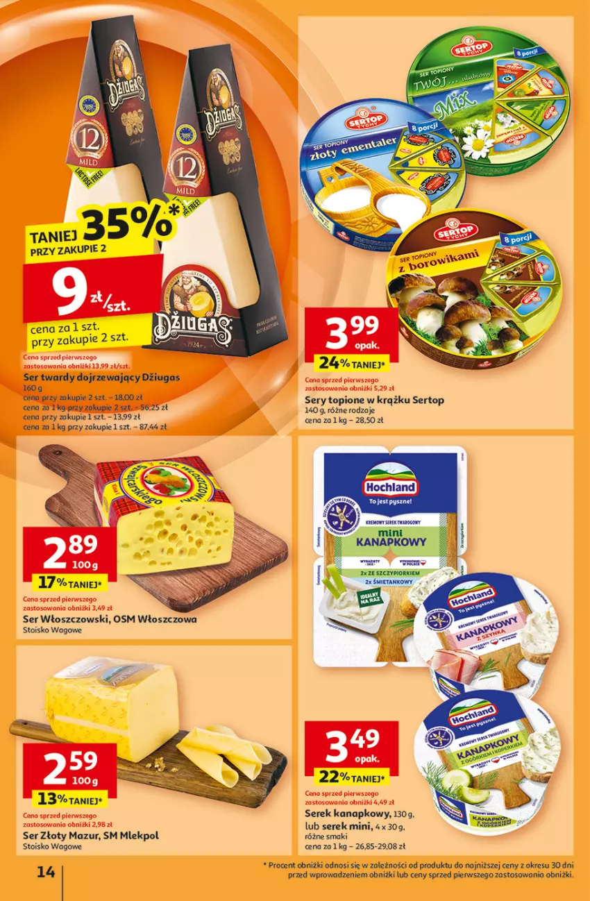 Gazetka promocyjna Auchan - Pewność Niskich Cen Hipermarket - ważna 03.10 do 09.10.2024 - strona 16 - produkty: Ser, Serek, Serek kanapkowy, Top, Włoszczowski, Złoty Mazur