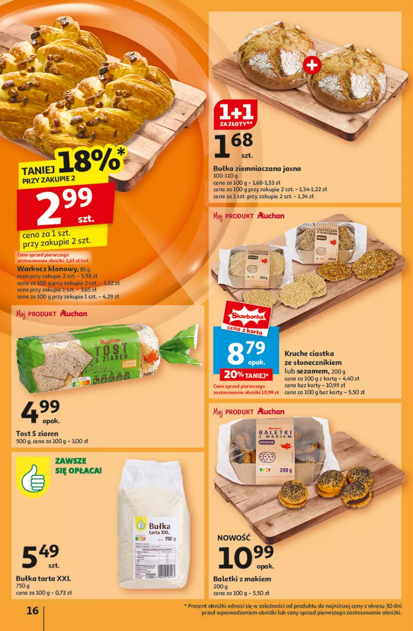 Gazetka promocyjna Auchan - Pewność Niskich Cen Hipermarket - ważna 03.10 do 09.10.2024 - strona 18 - produkty: Bułka, Bułka tarta, Ciastka, Koc, Sezam, Tarta