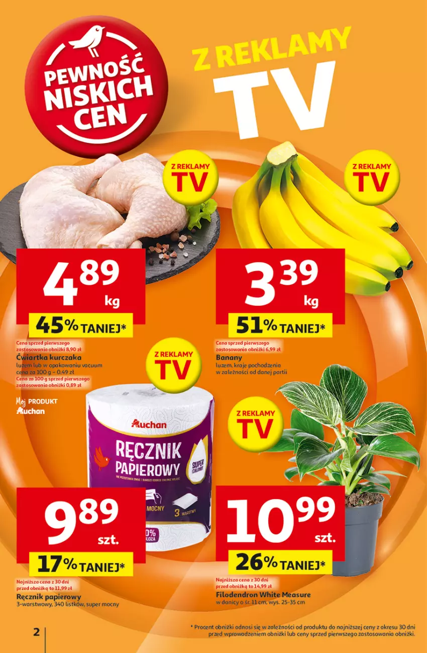 Gazetka promocyjna Auchan - Pewność Niskich Cen Hipermarket - ważna 03.10 do 09.10.2024 - strona 2 - produkty: Banany, Kurczak, Papier, Ręcznik