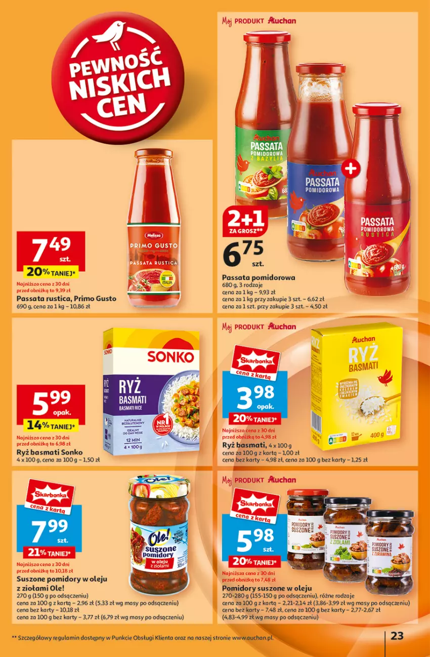 Gazetka promocyjna Auchan - Pewność Niskich Cen Hipermarket - ważna 03.10 do 09.10.2024 - strona 25 - produkty: Bazyl, Ole!, Olej, Pomidory, Rust, Ryż, Ryż basmati, Sonko, Suszone pomidory