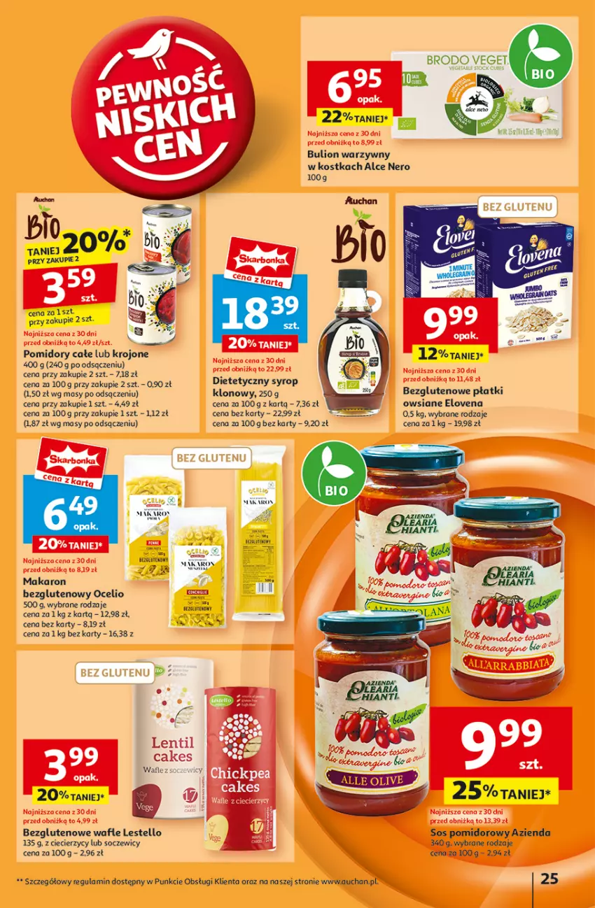 Gazetka promocyjna Auchan - Pewność Niskich Cen Hipermarket - ważna 03.10 do 09.10.2024 - strona 27 - produkty: Bulion, Lion, Makaron, Płatki owsiane, Pomidory, Sos, Sos pomidorowy, Syrop, Wafle