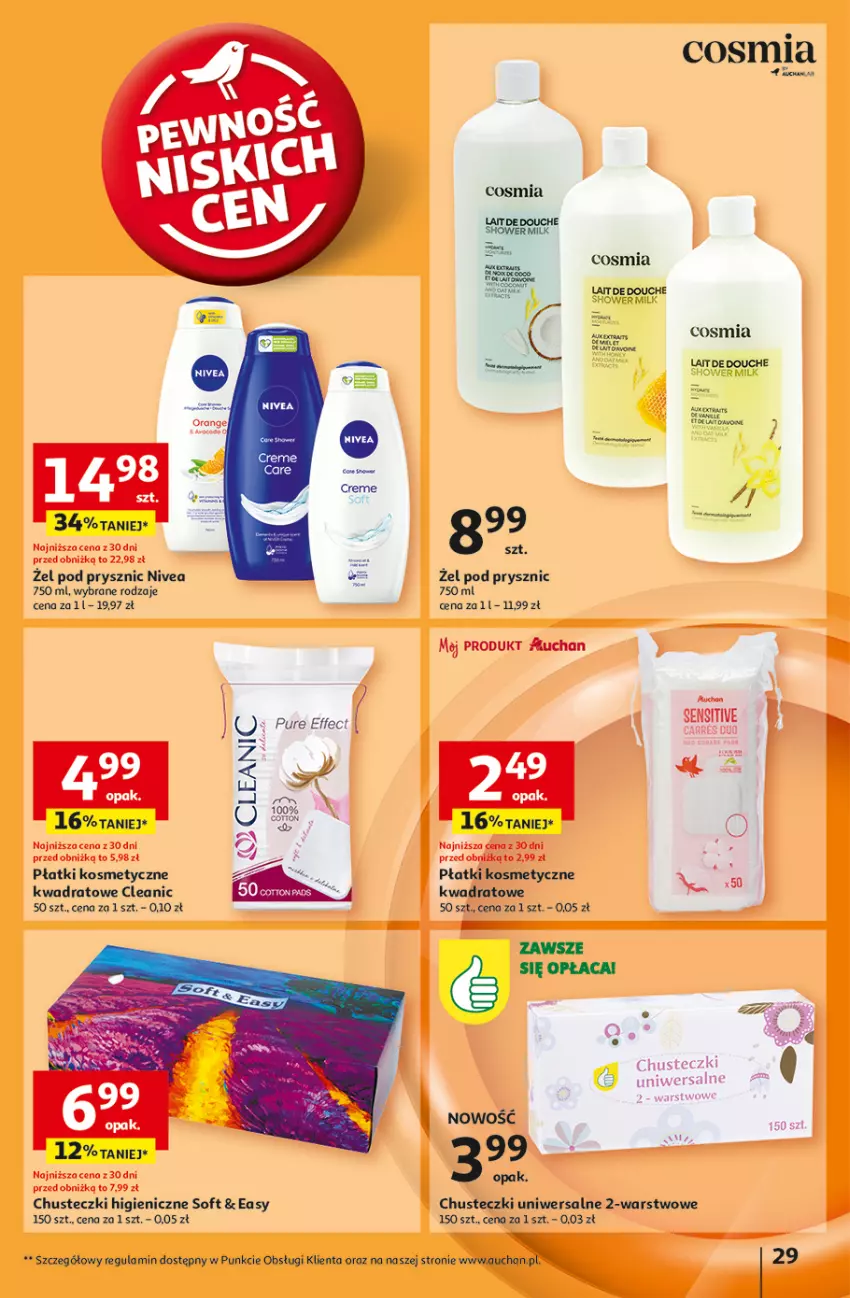 Gazetka promocyjna Auchan - Pewność Niskich Cen Hipermarket - ważna 03.10 do 09.10.2024 - strona 31 - produkty: Chusteczki, Cleanic, Nivea, Płatki kosmetyczne, Pur