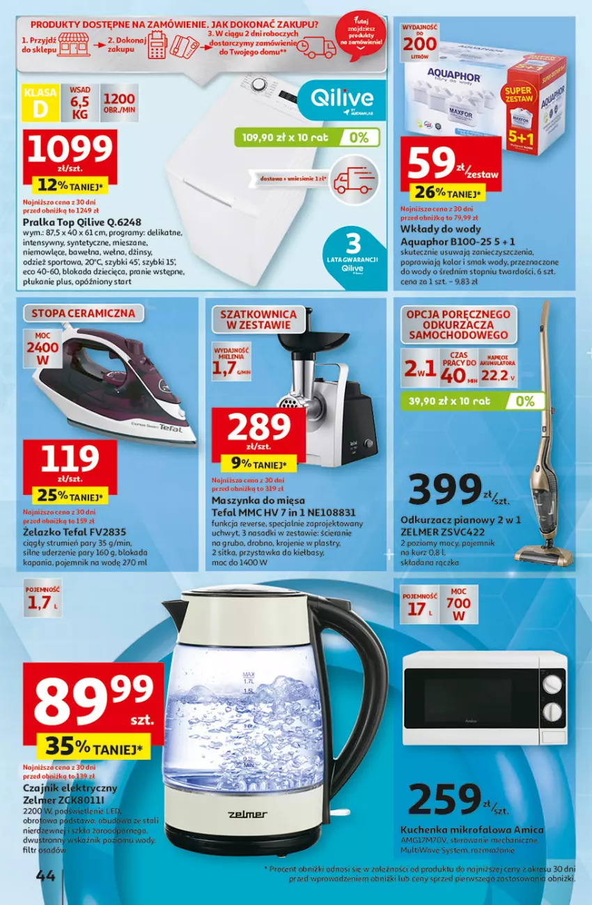 Gazetka promocyjna Auchan - Pewność Niskich Cen Hipermarket - ważna 03.10 do 09.10.2024 - strona 52 - produkty: Amica, Aquaphor, Czajnik, Czajnik elektryczny, Dzieci, Dżinsy, Fa, Gra, Kuchenka mikrofalowa, Maszynka, Odkurzacz, Pojemnik, Por, Pralka, Rum, Sport, Szatkownica, Szynka, Tefal, Top, Wełna, Zelmer