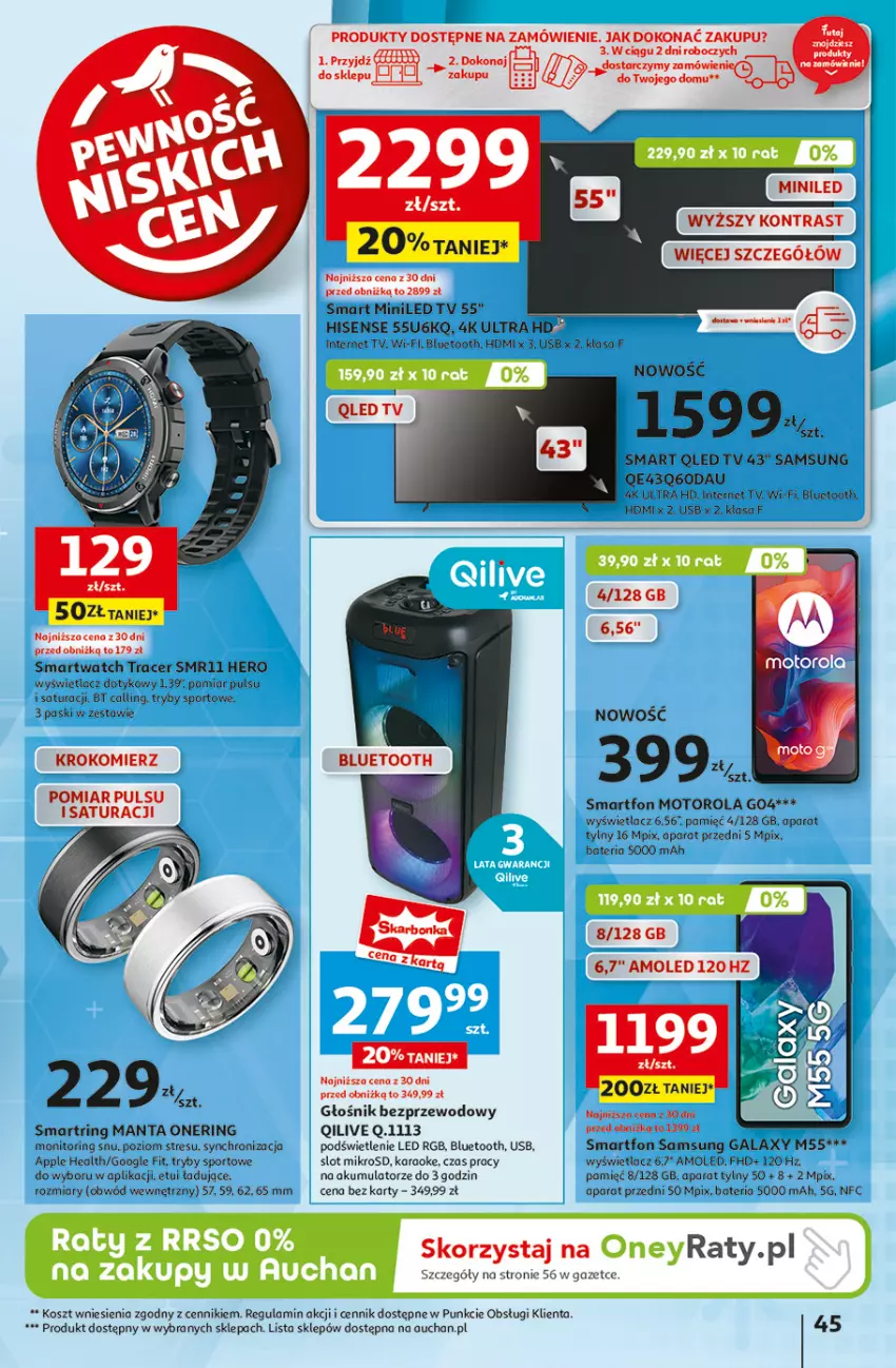 Gazetka promocyjna Auchan - Pewność Niskich Cen Hipermarket - ważna 03.10 do 09.10.2024 - strona 53 - produkty: Acer, Akumulator, Amol, Bateria, Gala, Głośnik, Kosz, Krokomierz, LED TV, Manta, Monitor, Motorola, Por, Samsung, Smartfon, Smartwatch, Sport