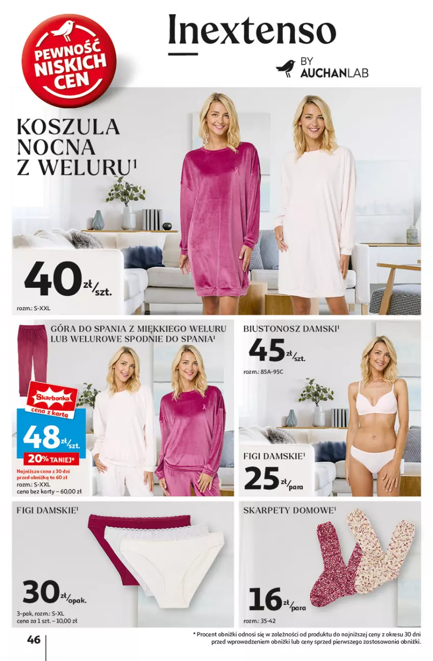 Gazetka promocyjna Auchan - Pewność Niskich Cen Hipermarket - ważna 03.10 do 09.10.2024 - strona 54 - produkty: Biustonosz, Figi, Kosz, Koszula, Koszula nocna, Spodnie, Spodnie do spania