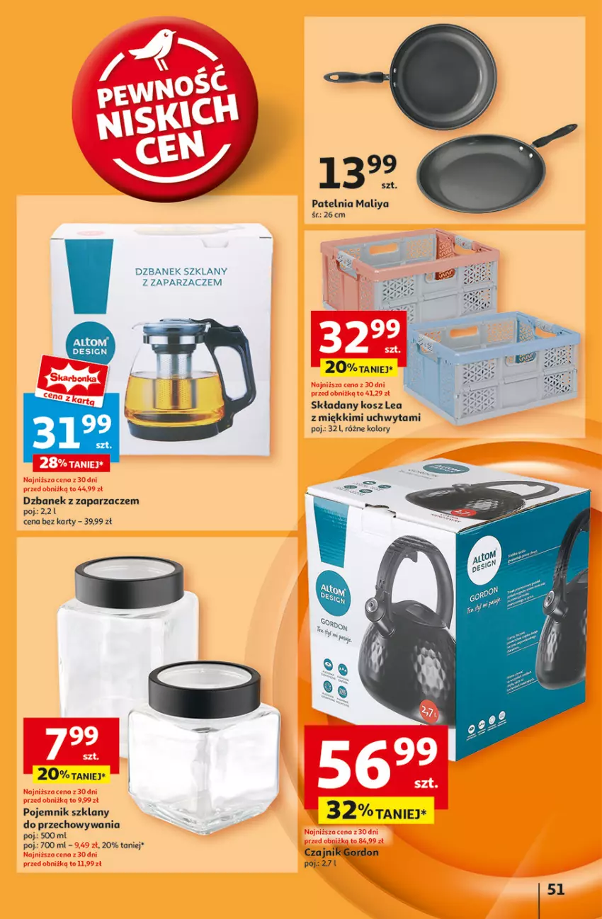 Gazetka promocyjna Auchan - Pewność Niskich Cen Hipermarket - ważna 03.10 do 09.10.2024 - strona 59 - produkty: Czajnik, Dzbanek, Kosz, Patelnia, Pojemnik, Pojemnik szklany, Zaparzacz