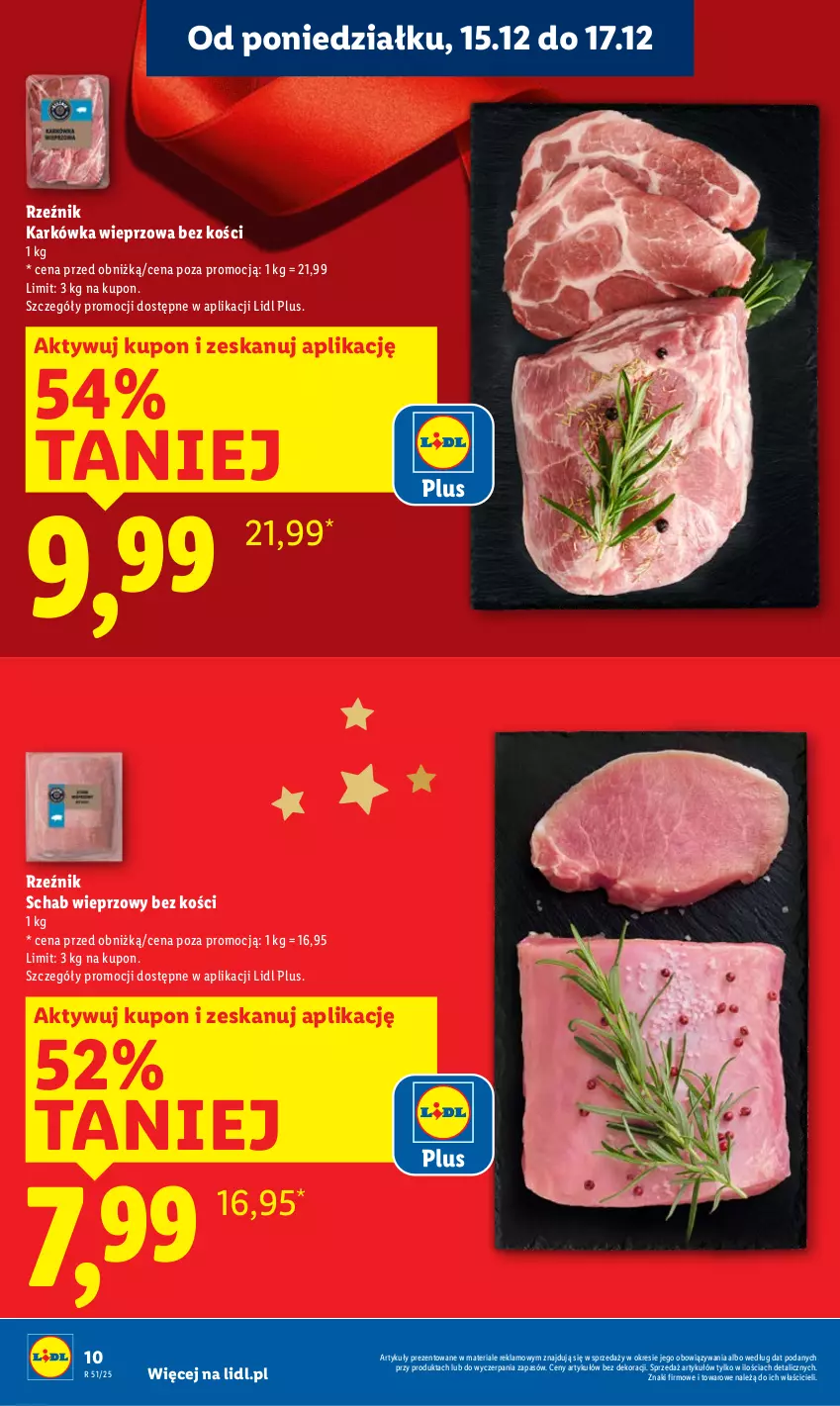 Gazetka promocyjna Lidl - GAZETKA - ważna 15.12 do 17.12.2025 - strona 10 - produkty: Karkówka wieprzowa, Schab wieprzowy