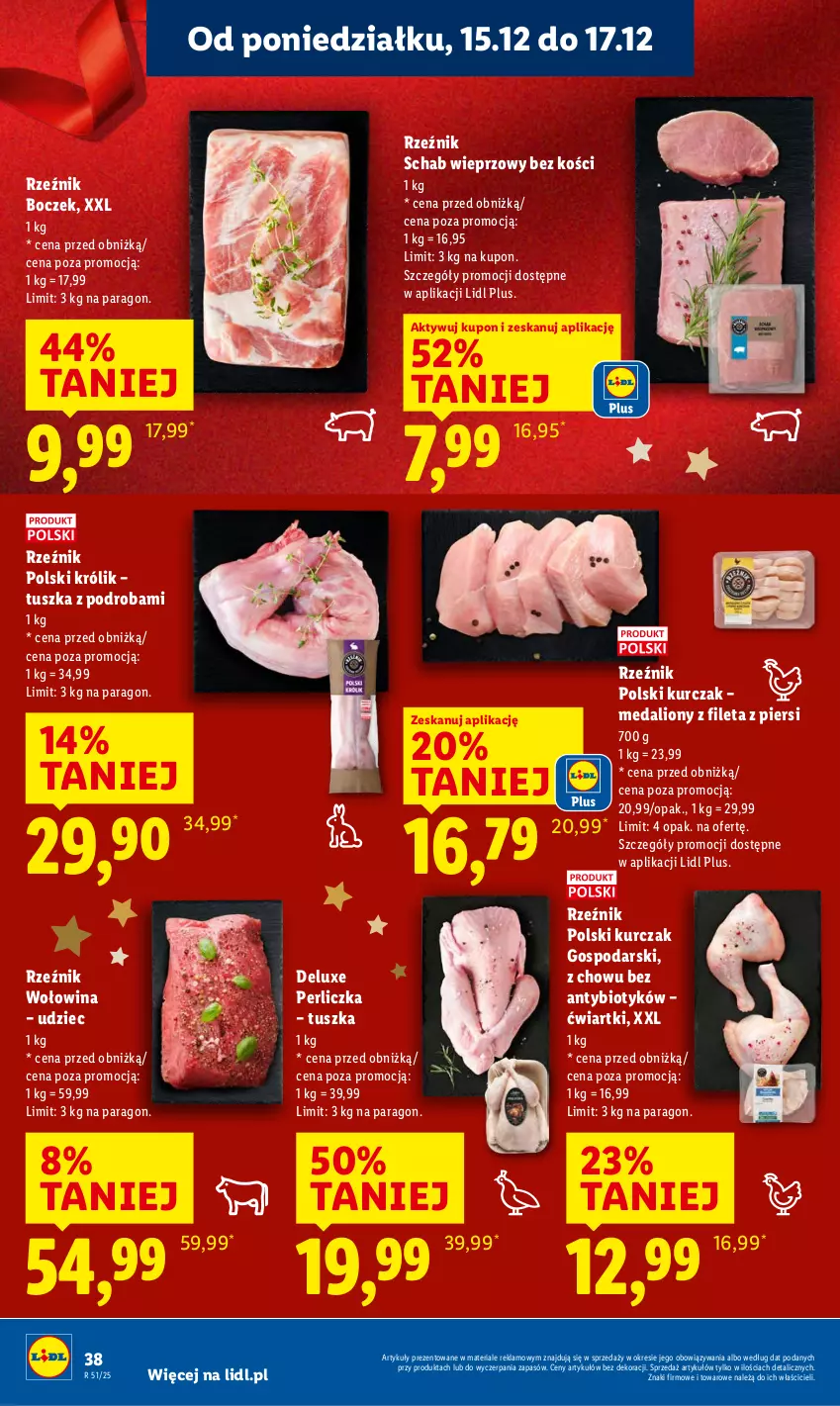 Gazetka promocyjna Lidl - GAZETKA - ważna 15.12 do 17.12.2025 - strona 40 - produkty: Boczek, Królik, Kurczak, Lion, Perliczka, Schab wieprzowy, Tusz, Wołowina