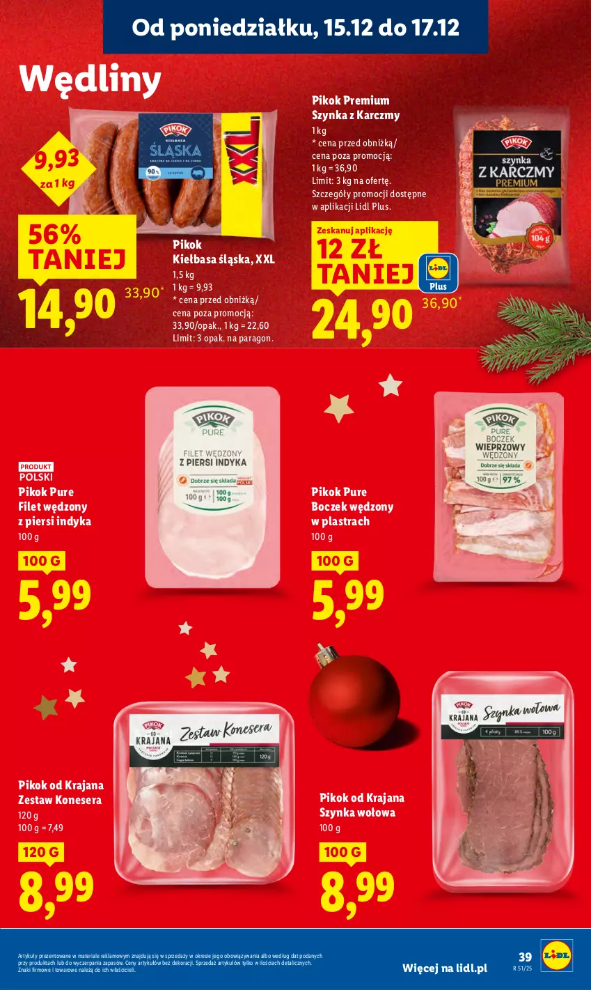 Gazetka promocyjna Lidl - GAZETKA - ważna 15.12 do 17.12.2025 - strona 41 - produkty: Boczek, Kiełbasa, Kiełbasa śląska, PIKOK, Pur, Ser, Szynka