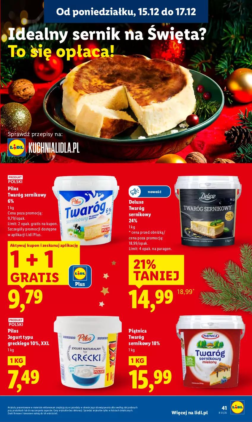 Gazetka promocyjna Lidl - GAZETKA - ważna 15.12 do 17.12.2025 - strona 43 - produkty: Gra, Jogurt, Piątnica, Pilos, Ser, Twaróg