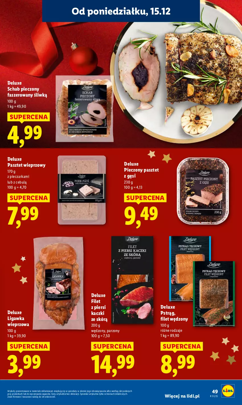 Gazetka promocyjna Lidl - GAZETKA - ważna 15.12 do 17.12.2025 - strona 51 - produkty: Fa, Filet z piersi kaczki, Pasztet, Piec, Pieczarka, Pstrąg, Schab pieczony