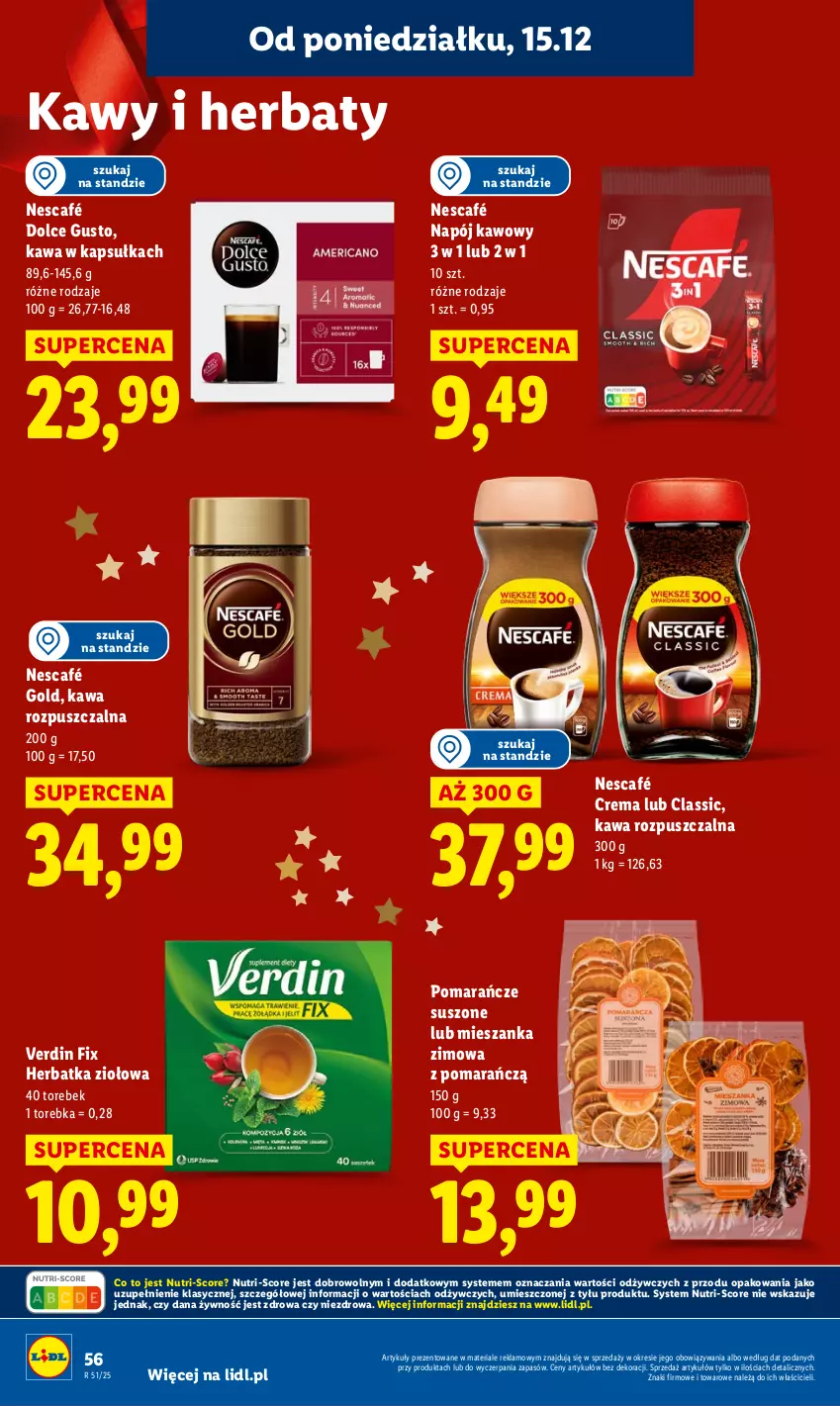 Gazetka promocyjna Lidl - GAZETKA - ważna 15.12 do 17.12.2025 - strona 58 - produkty: Dolce Gusto, Kawa, Kawa rozpuszczalna, Napój, Nescafé, Pomarańcze, Torebka